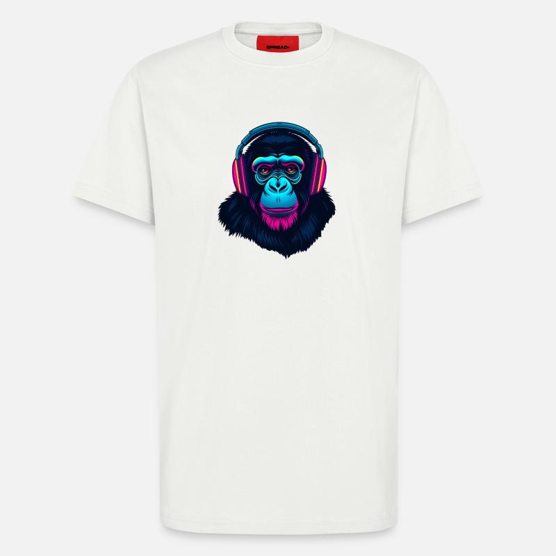 Affe als DJ - T-Shirt - made by SPREAD - OFF WHITE