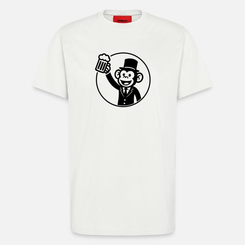 Affe Bräutigam Junggeselle Bier - T-Shirt - made by SPREAD - OFF WHITE