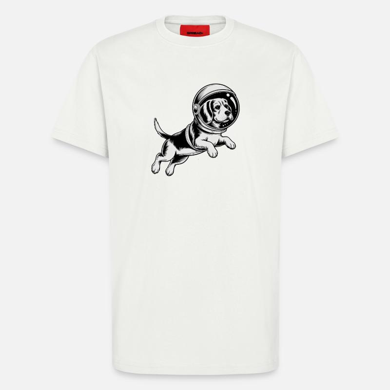 Beagle dans l'espace - Logo d'Astonomy - T-shirt bio décontracté fabriqué en UE - OFF WHITE
