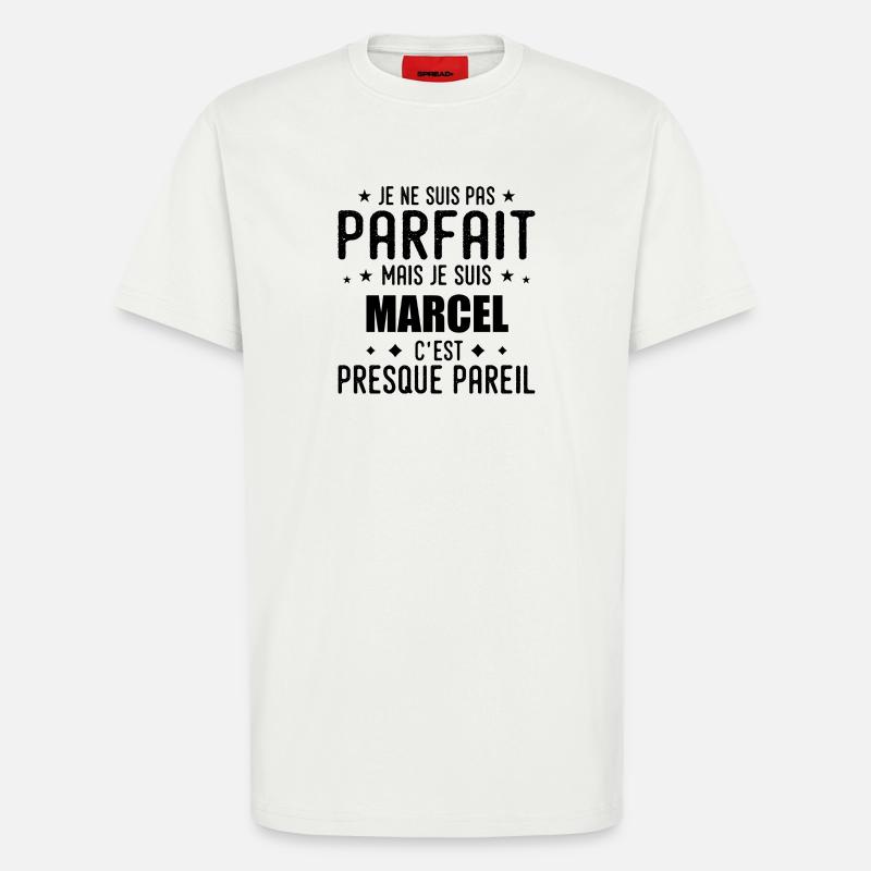 Marcel: authentisch, unvollkommen, oben, Perfektion - T-Shirt - made by SPREAD - OFF WHITE
