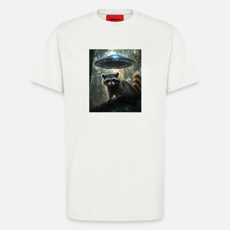 Waschbär Selfie mit UFO - T-Shirt - made by SPREAD - OFF WHITE