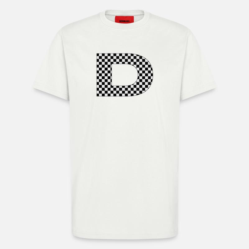 Checkered pattern with letter D - T-Shirt - made by SPREAD - OFF WHITE
