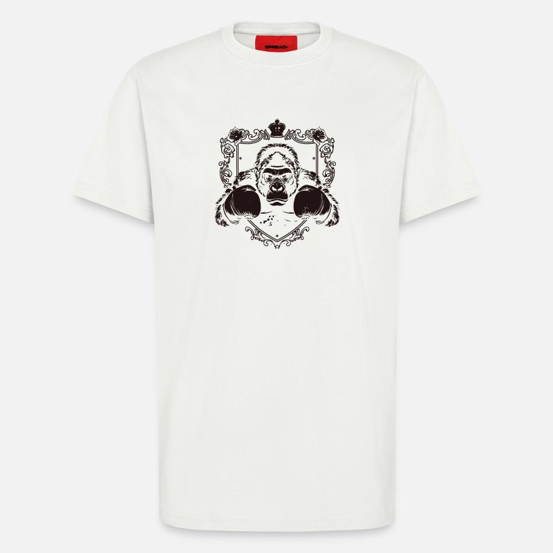Gorille avec pose de combat - T-shirt bio décontracté fabriqué en UE - OFF WHITE