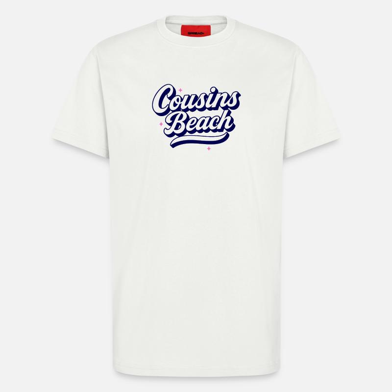 Cousins Beach - Conception de script rétro - T-shirt bio décontracté fabriqué en UE - OFF WHITE