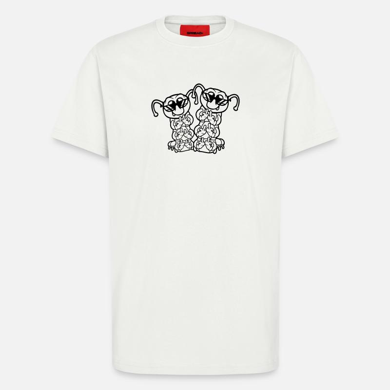 2 Raupe Mittelfinger Beleidigung Sonnenbrille Team - T-Shirt - made by SPREAD - OFF WHITE