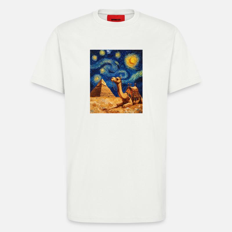 Kamel Van Gogh Style Starry  - T-Shirt - made by SPREAD - OFF WHITE
