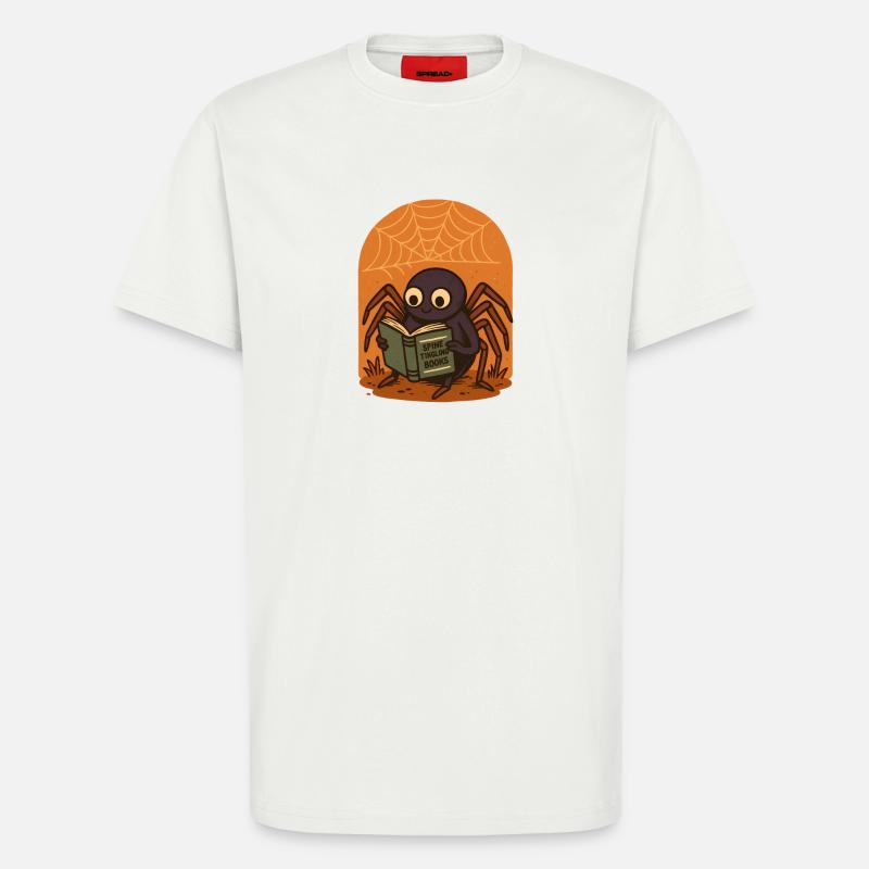 Spider reader insect design with sunset - T-Shirt - made by SPREAD - OFF WHITE