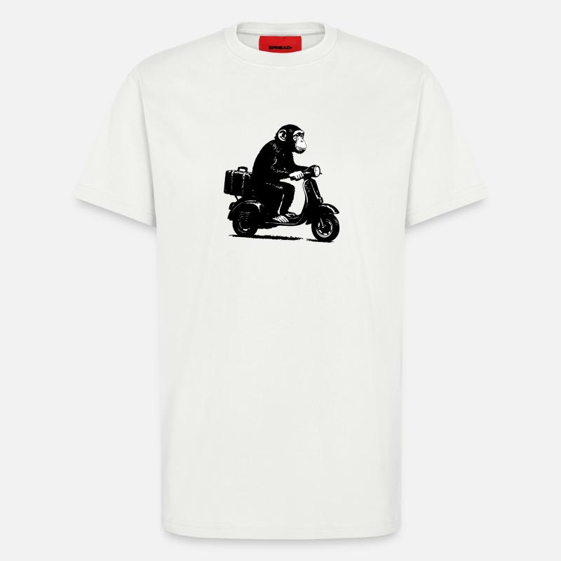 Retro Affe auf Moped | Roller-Affe - T-Shirt - made by SPREAD - OFF WHITE