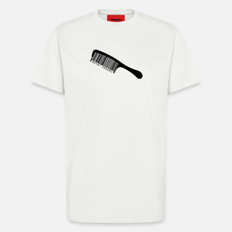 Illustrationskamm mit Barcode - T-Shirt - made by SPREAD - OFF WHITE