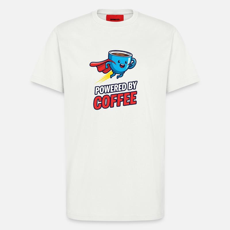 Kaffee Superheld mit Cape - T-Shirt - made by SPREAD - OFF WHITE