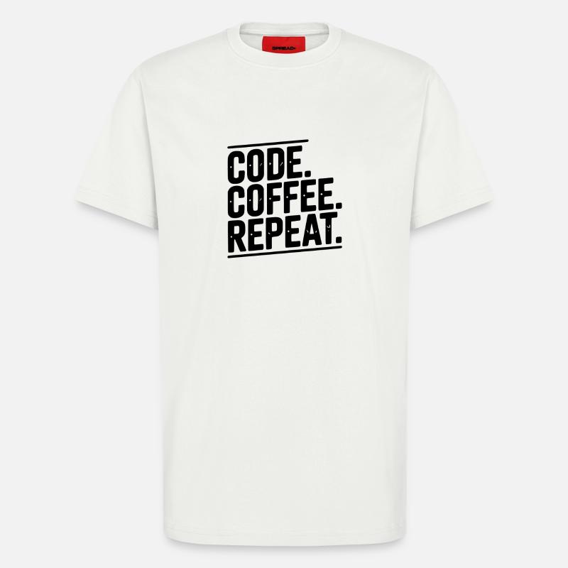 Code Coffee Repeat - T-shirt bio décontracté fabriqué en UE - OFF WHITE
