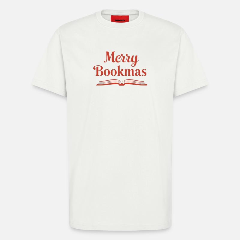 Fine Line Buch – Merry Bookmas Design - T-Shirt - made by SPREAD - OFF WHITE