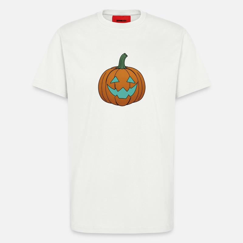 Visage de citrouille à l’aspect sarcelle - T-shirt bio décontracté fabriqué en UE - OFF WHITE