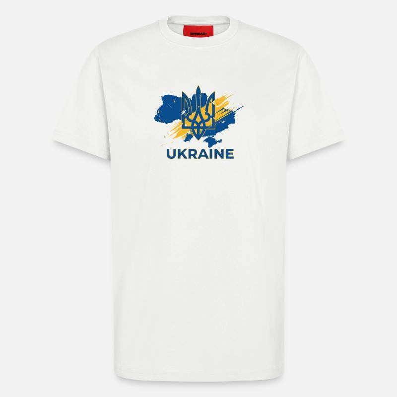 Impression du logo Trident Wave Ukraine - T-shirt bio décontracté fabriqué en UE - OFF WHITE