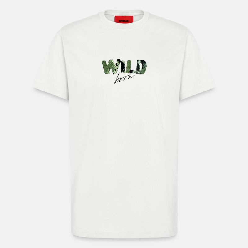 Wild Born Snake Print Buchstaben - T-Shirt - made by SPREAD - OFF WHITE