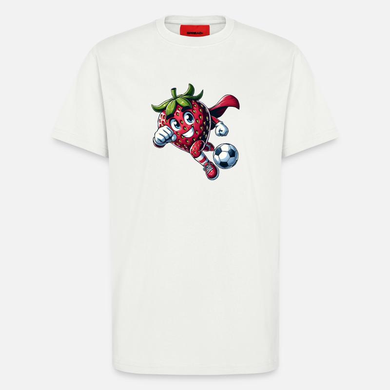 Fußball Erdbeere Superheld Kicker Comic - T-Shirt - made by SPREAD - OFF WHITE