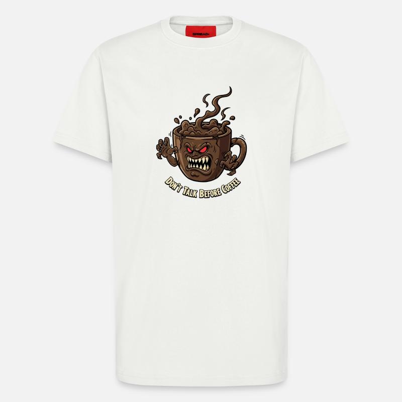 Angry coffee cup before coffee - T-Shirt - made by SPREAD - OFF WHITE