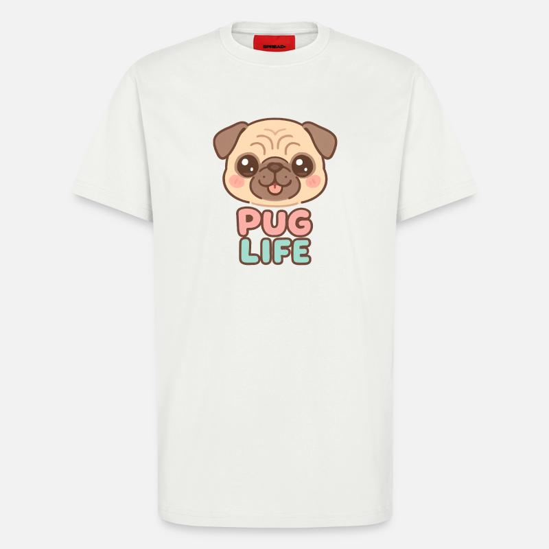 Kawaii Mops Hund - Mops Leben - T-Shirt - made by SPREAD - OFF WHITE