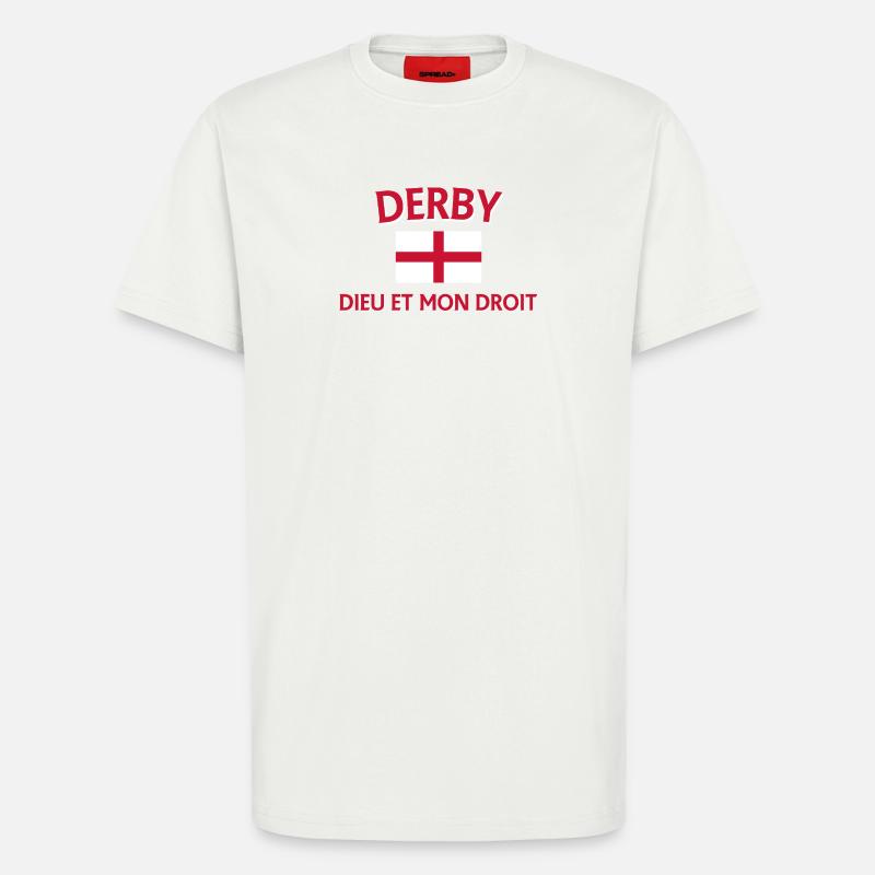 Conception du drapeau de l’Angleterre Derby - T-shirt bio décontracté fabriqué en UE - OFF WHITE