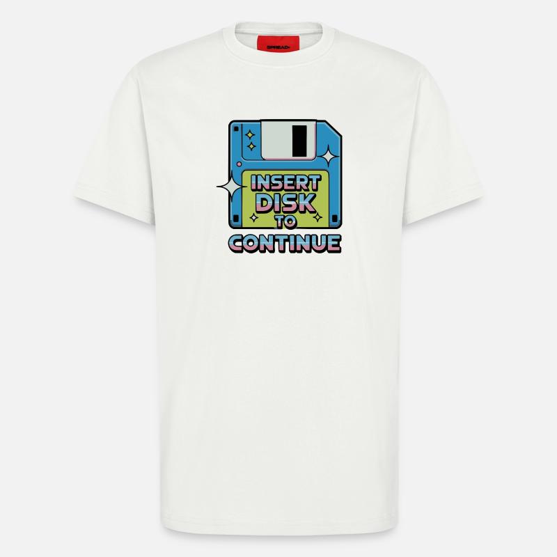 Y2K Retro – Insert Disk to Continue - T-Shirt - made by SPREAD - OFF WHITE