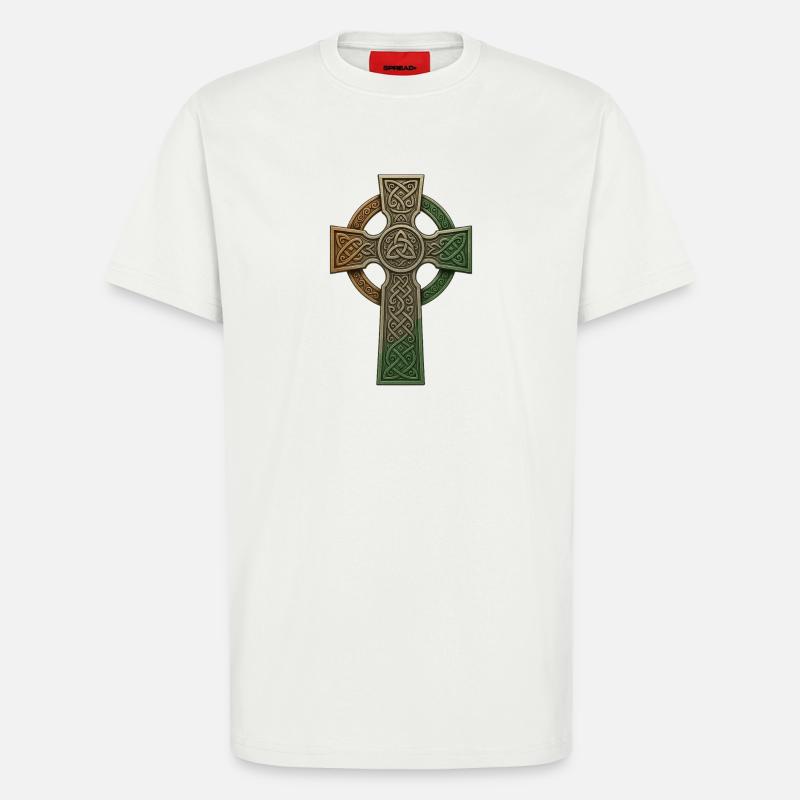 Irish Celtic Cross Knot Pattern - T-Shirt - made by SPREAD - OFF WHITE
