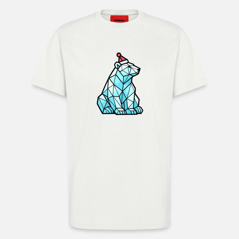 Polygon Eisbär mit Weihnachtsmütze - T-Shirt - made by SPREAD - OFF WHITE