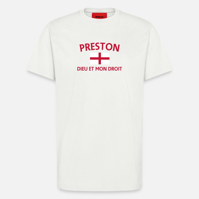 Écusson Preston Angleterre avec devise - T-shirt bio décontracté fabriqué en UE - OFF WHITE