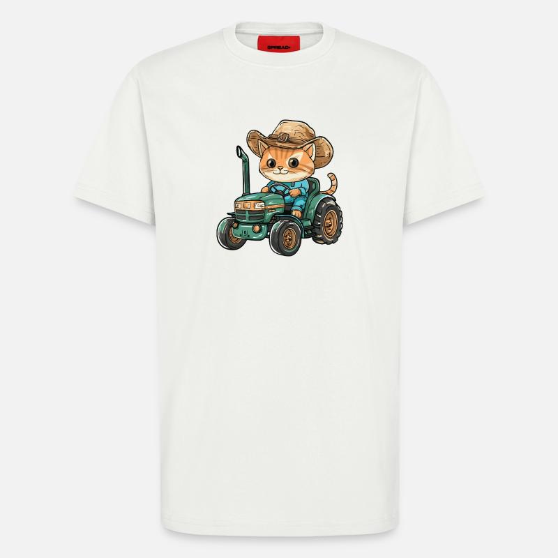 Katze Traktor Farmer - T-Shirt - made by SPREAD - OFF WHITE