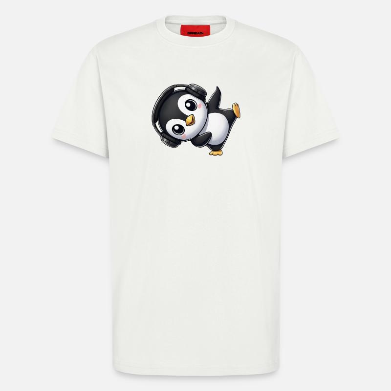 Lustiger Pinguin tanzt Breakdance mit Kopfhörer - T-Shirt - made by SPREAD - OFF WHITE