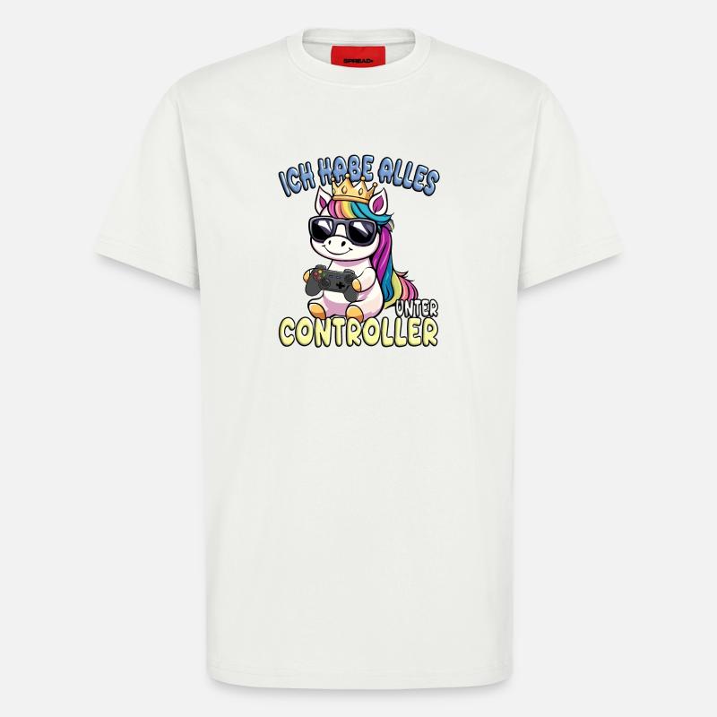 Einhorn Krone controller gaming - T-Shirt - made by SPREAD - OFF WHITE