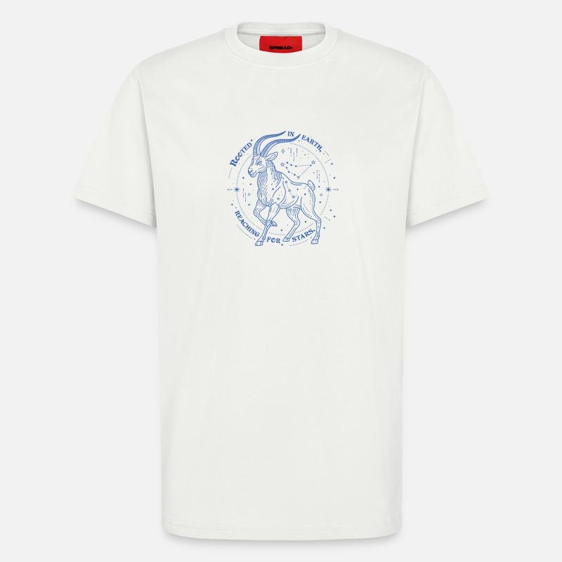 Steinbock Sternzeichen Geschenk – Erde & Sterne Design - T-Shirt - made by SPREAD - OFF WHITE