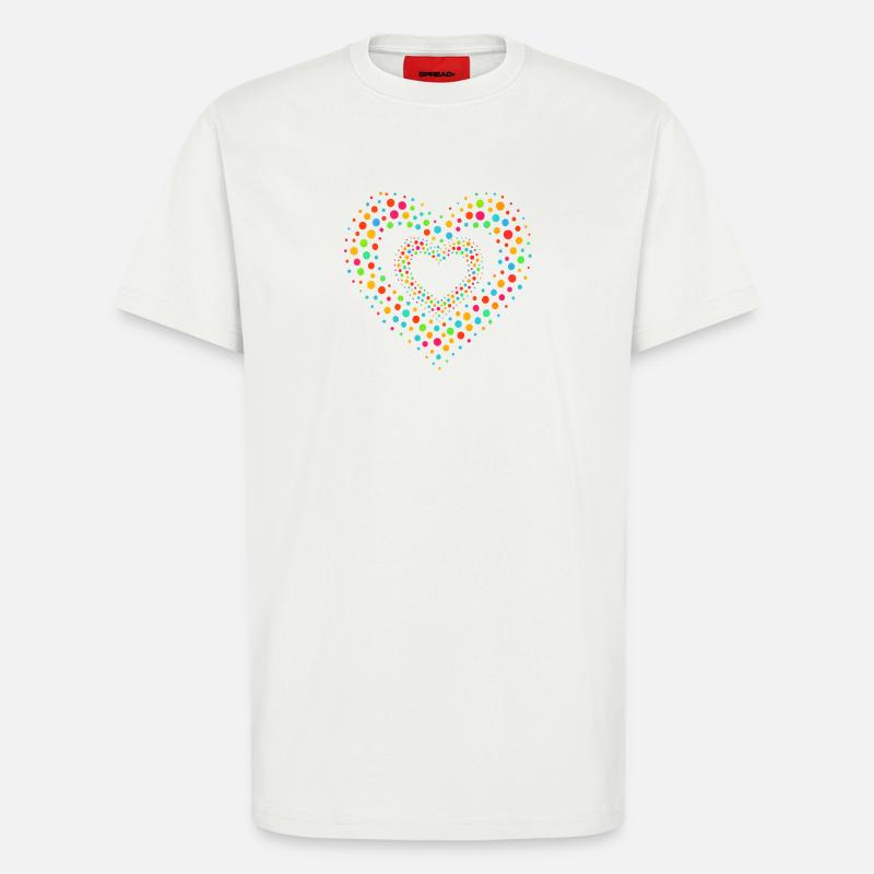 Rainbow Dot Heart Pattern Tee - T-Shirt - made by SPREAD - OFF WHITE