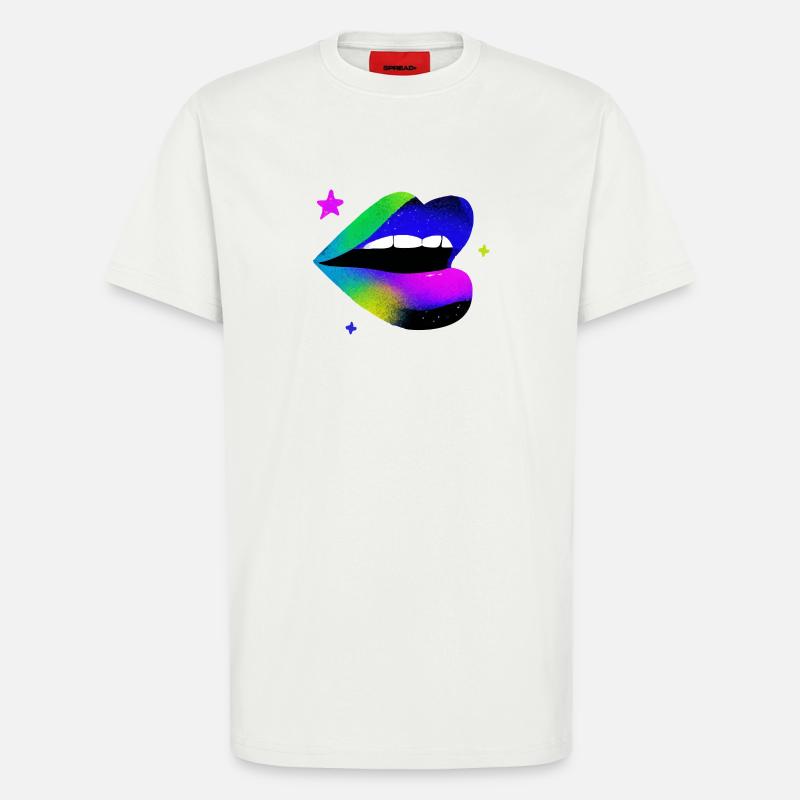 Regenbogen Lippe Graffiti Pop Art - T-Shirt - made by SPREAD - OFF WHITE