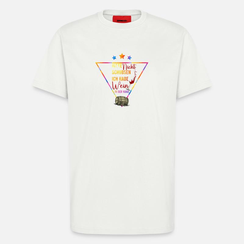 Please Don't Push Wine In Hand - T-Shirt - made by SPREAD - OFF WHITE