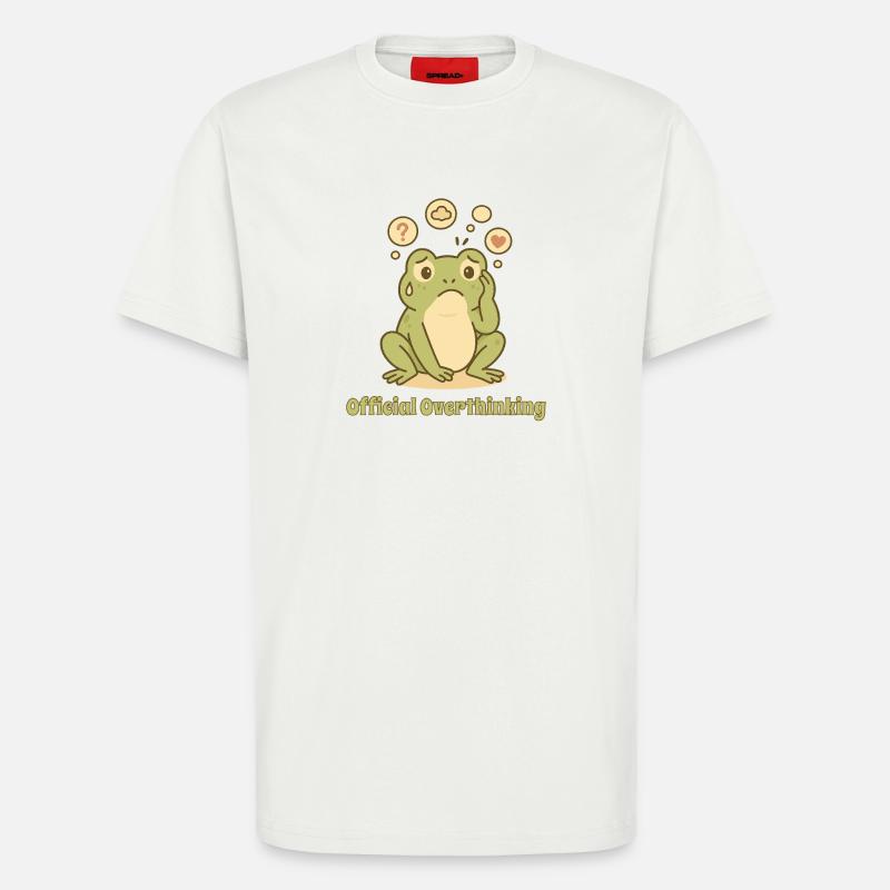 Grenouille réfléchie – Conception trop réfléchie - T-shirt bio décontracté fabriqué en UE - OFF WHITE