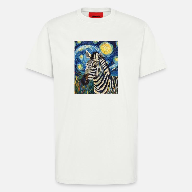 Zebra Van Gogh Style Starry Night - T-Shirt - made by SPREAD - OFF WHITE