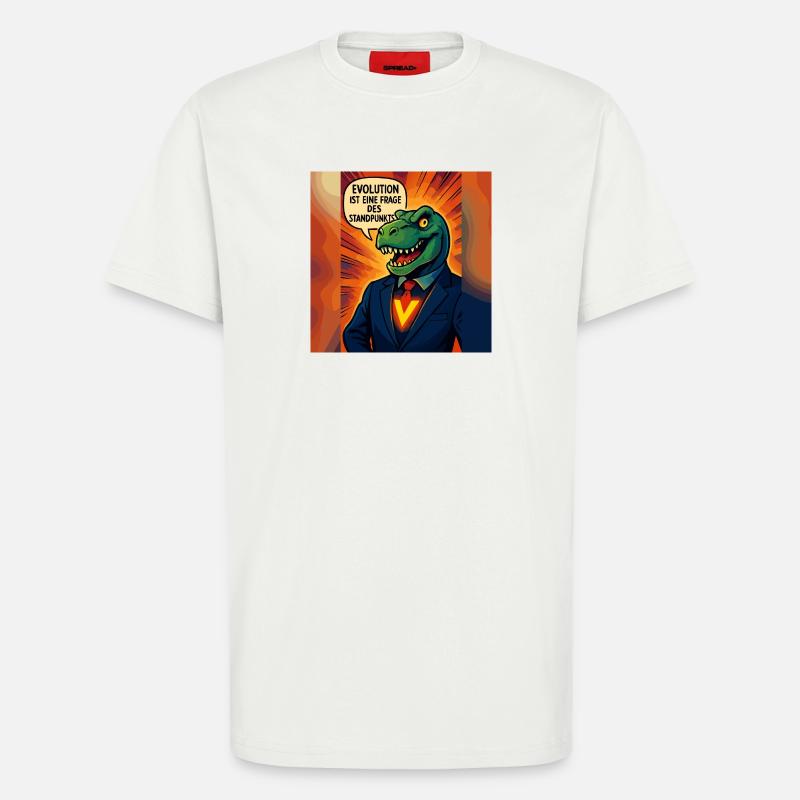 Dino im Anzug – Evolution ist Ansichtssache - T-Shirt - made by SPREAD - OFF WHITE