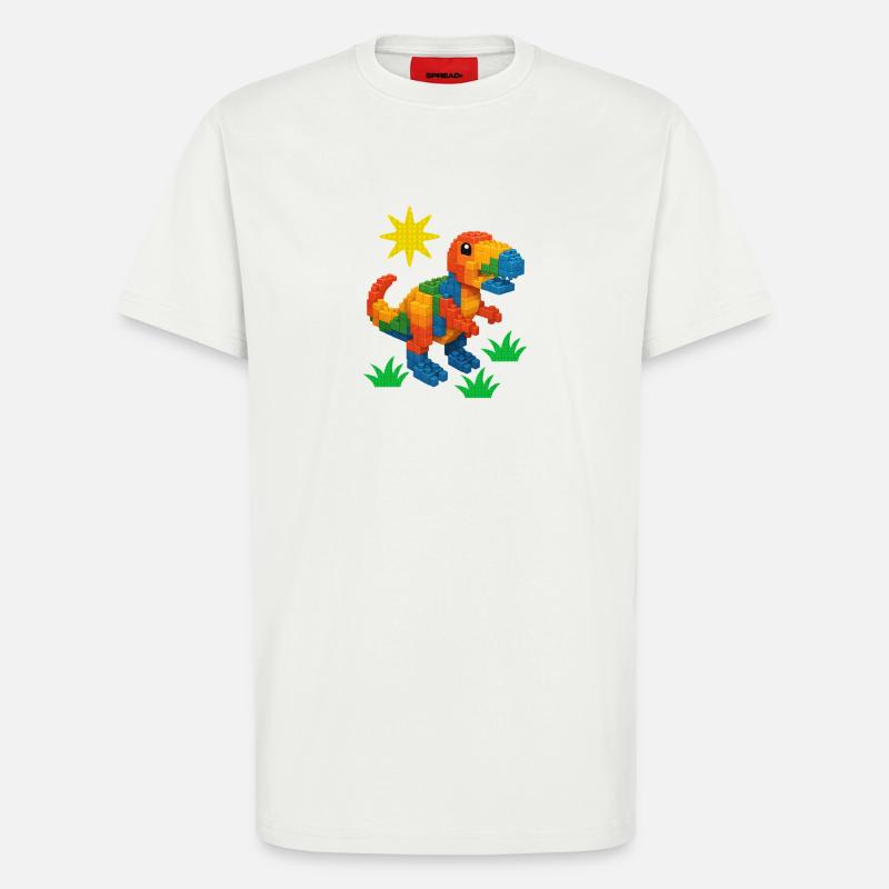 Dinosaur Made Of Bricks Creative Block Builder - T-Shirt - made by SPREAD - OFF WHITE