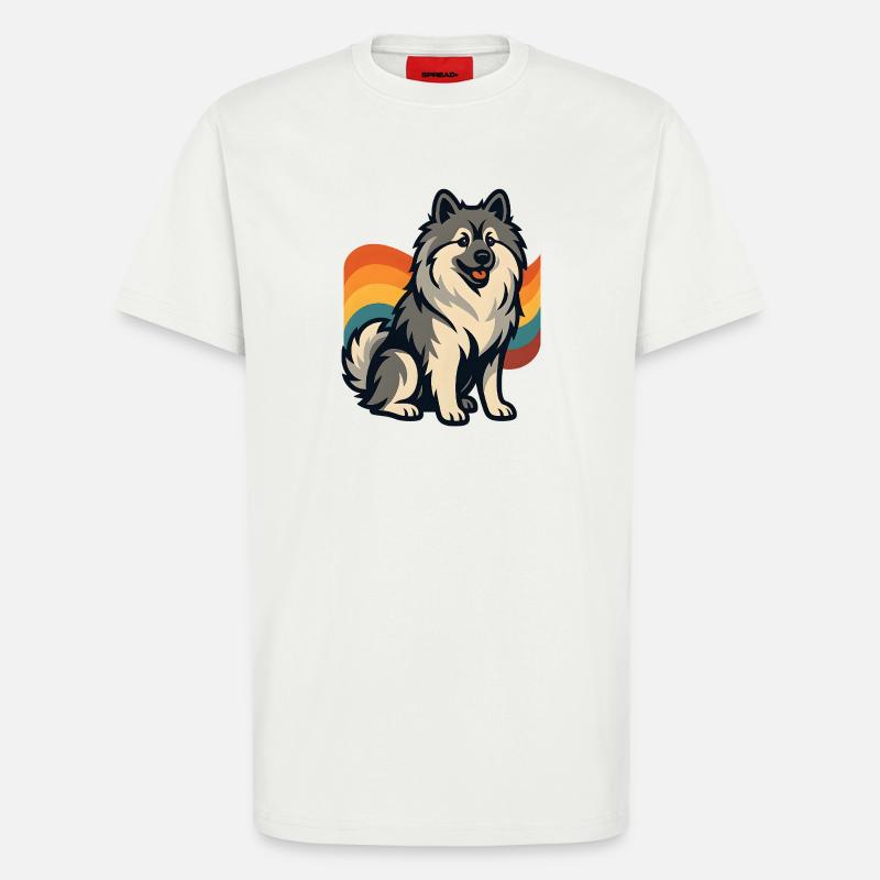 Deutscher Spitz Hund im Regenbogen Hintergrund - T-Shirt - made by SPREAD - OFF WHITE