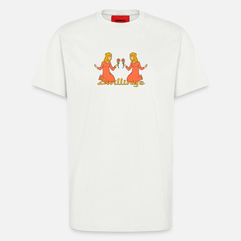 Sternzeichen Zwillinge mit einer Blume - T-Shirt - made by SPREAD - OFF WHITE