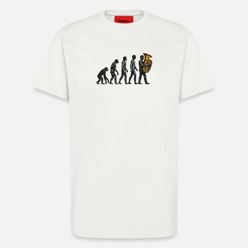 Evolution to Tuba Player Grunge Design - T-Shirt - made by SPREAD - OFF WHITE
