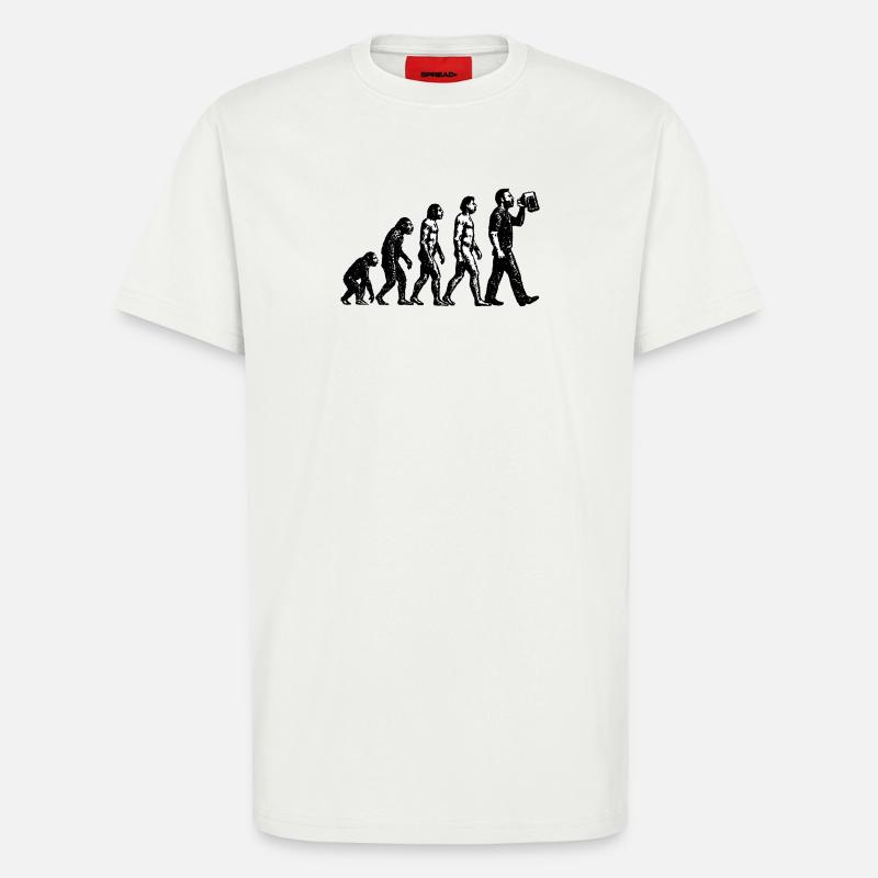 Evolution zum Biertrinker Grunge Design - T-Shirt - made by SPREAD - OFF WHITE
