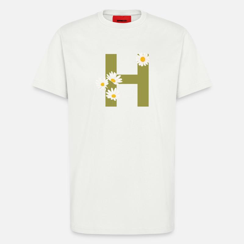 Buchstabe h grüne Gänseblümchen - T-Shirt - made by SPREAD - OFF WHITE