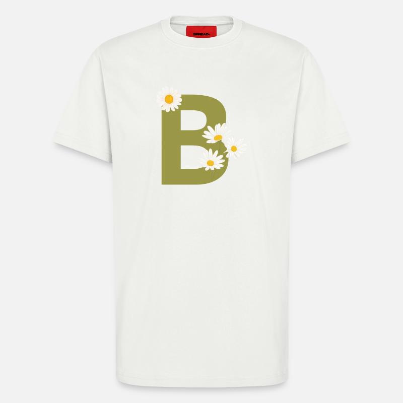 Buchstabe b grüne Gänseblümchen - T-Shirt - made by SPREAD - OFF WHITE