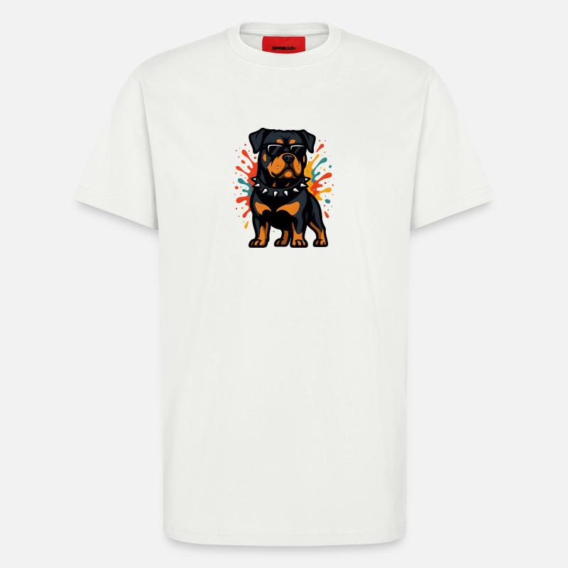 Rottweiler Hund mit Farbexplosion - T-Shirt - made by SPREAD - OFF WHITE
