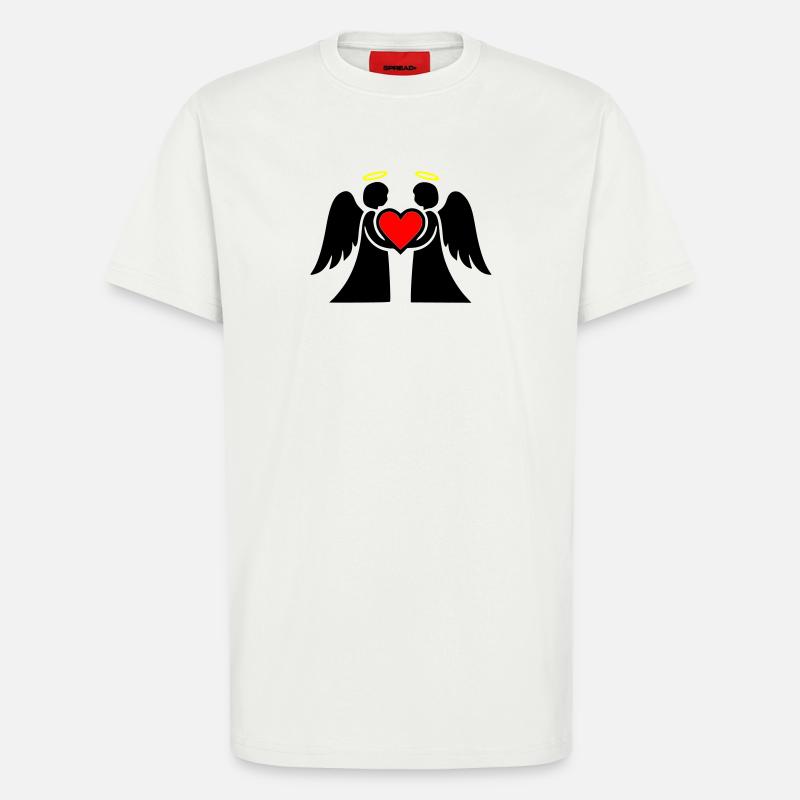 Engel Paar mit Herz Piktogramm - T-Shirt - made by SPREAD - OFF WHITE