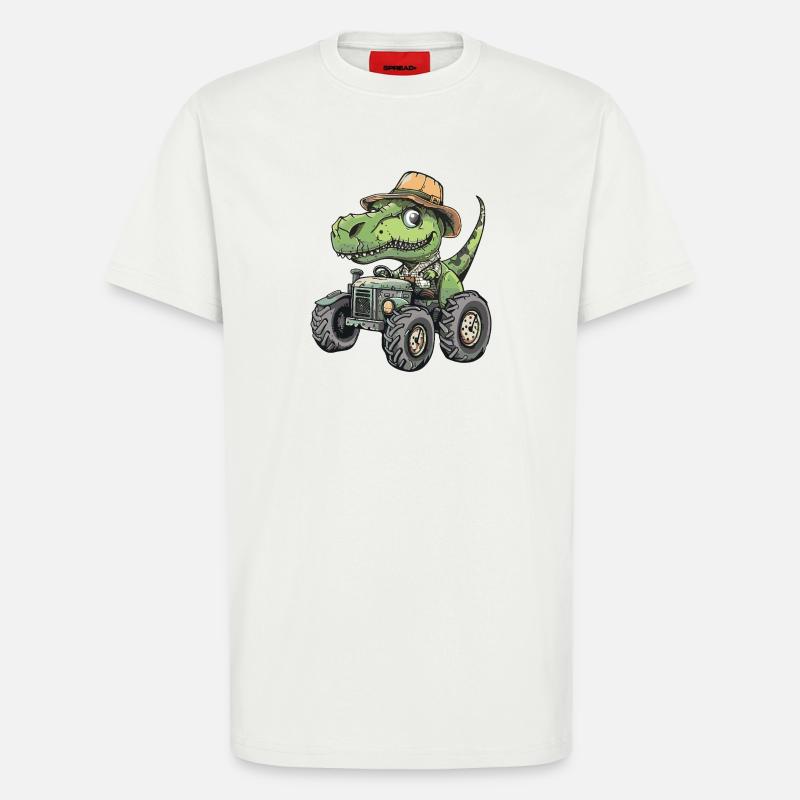 Dinosaurier T-Rex Traktor Farmer - T-Shirt - made by SPREAD - OFF WHITE