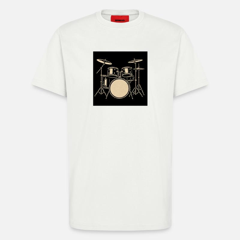 Schwarzsilbernes Drumset Illustration - T-Shirt - made by SPREAD - OFF WHITE