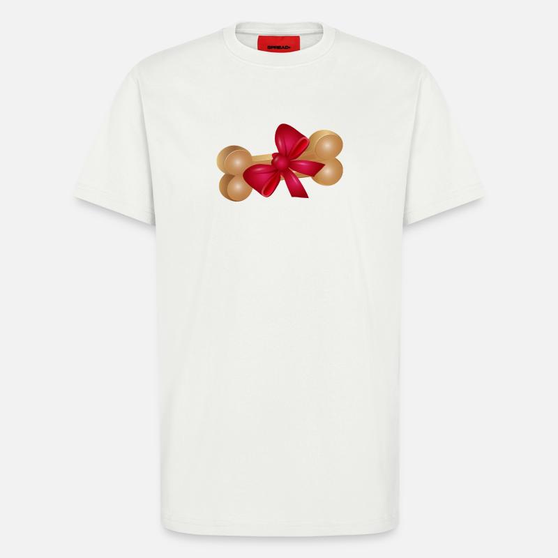 Geschenk-Kauknochen mit roter Schleife - T-Shirt - made by SPREAD - OFF WHITE