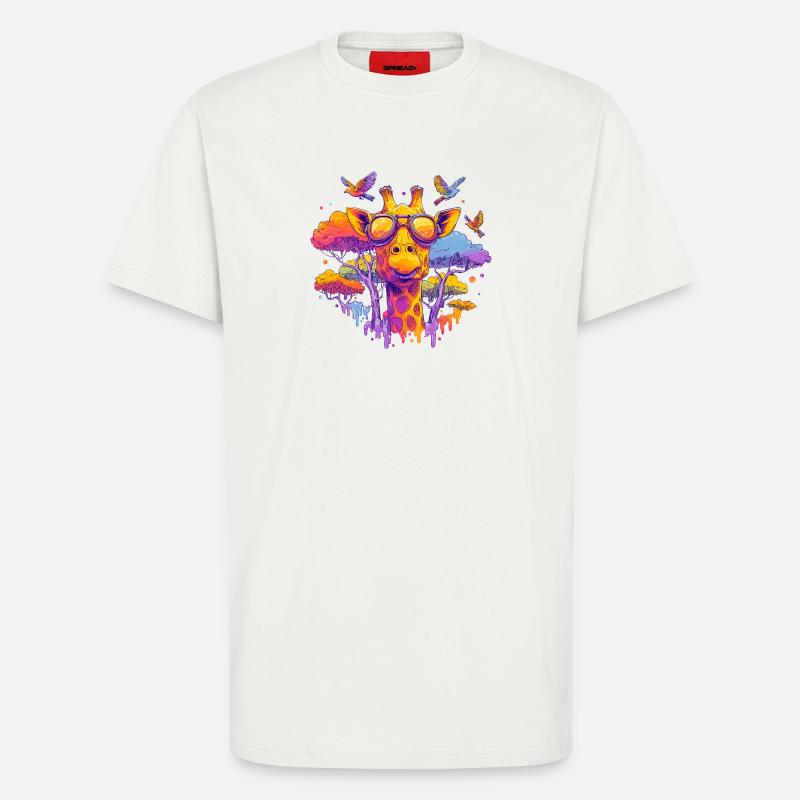 Farbenfrohe Giraffe mit Sonnenbrille - T-Shirt - made by SPREAD - OFF WHITE